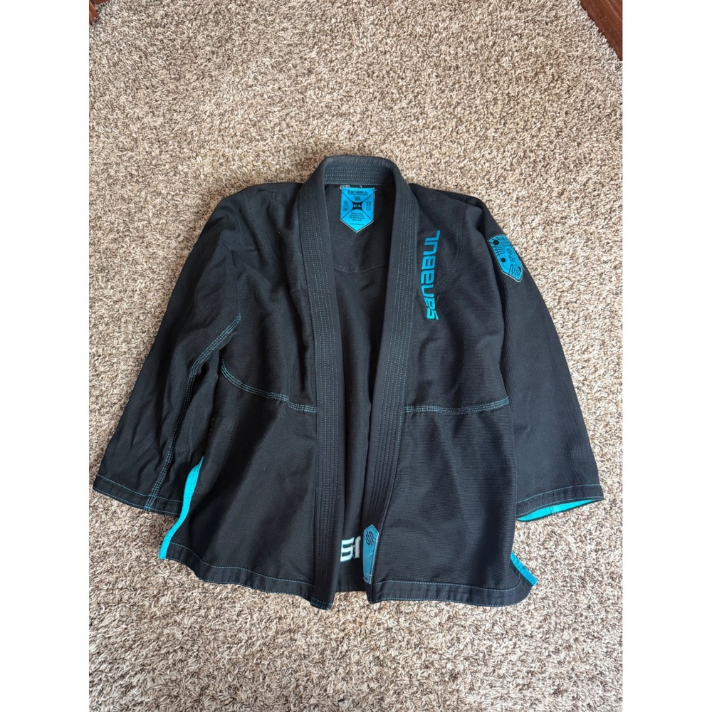 Sanabul Blu Neo Kids BJJ Gi Kimono Top Black Turquoise‎ Blue Size K4